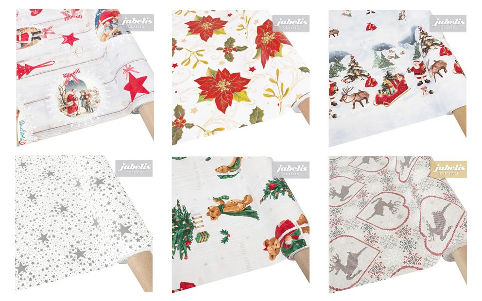 Tischdecken mit Weihnachtsmustern die eine abwaschbare Oberfläche besitzen - weihnachtliche Wachstuchtischwäsche sorgt für festliche Stimmung und ist praktisch